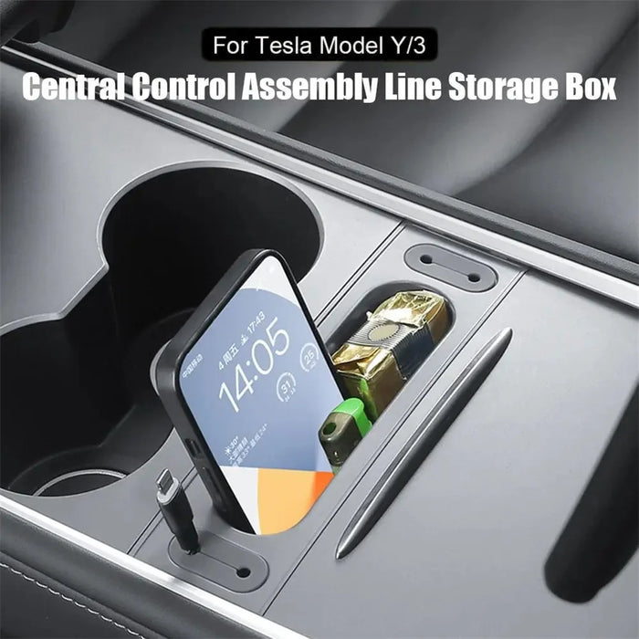 TSL988 For Tesla Mode 3 / Y Center Console Data Cable Cell Phone Storage Box - 6
