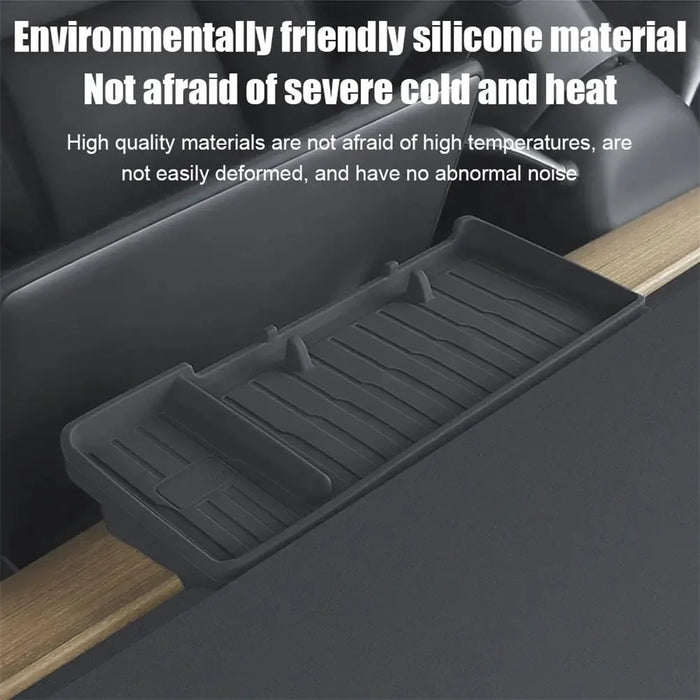 TSL806 For Model Y  /  3 Silicone Car ETC Behind Screen Storage Box Tray - Black - 6