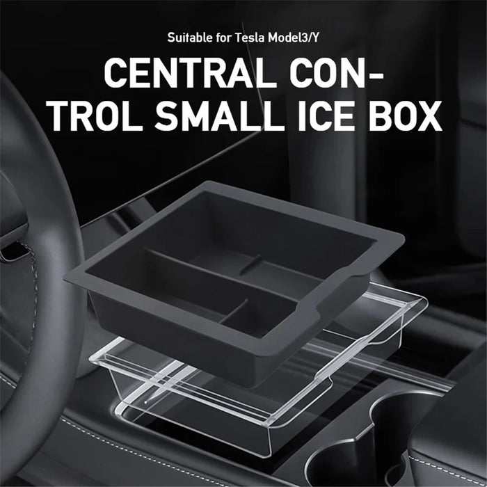 ALZH005 2Pcs / Set For Model Y / 3 Car Center Console Storage Box - Black / Front / with Baffle - 3