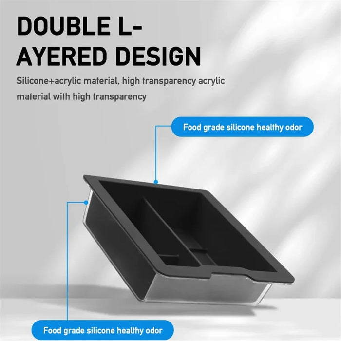 ALZH005 2Pcs / Set For Model Y / 3 Car Center Console Storage Box - Black / Front / with Baffle - 6
