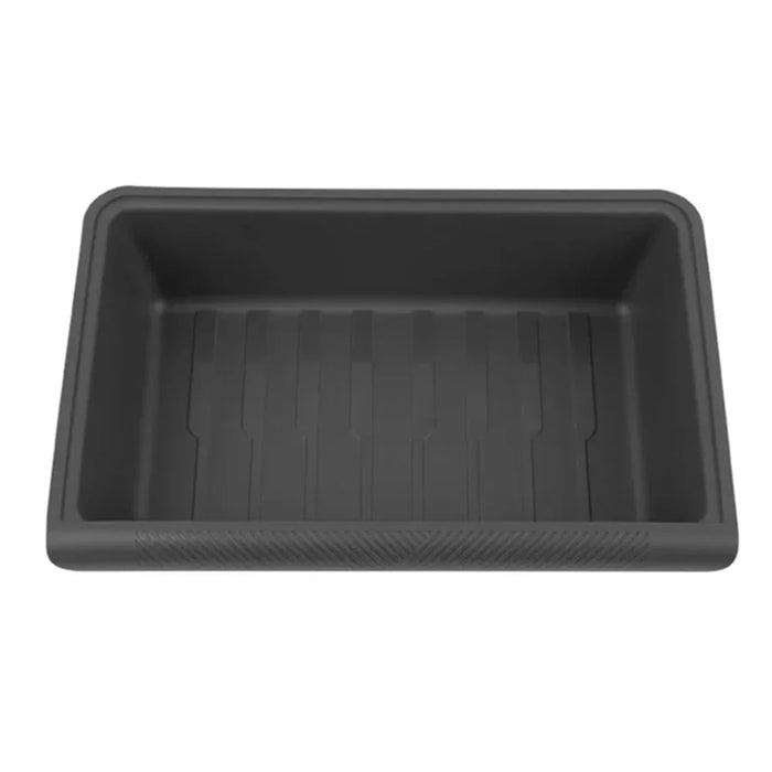 TSL521 For Tesla Model Y Under Seat Drawer TPE Hidden Storage Box, No Lid - Black - 1