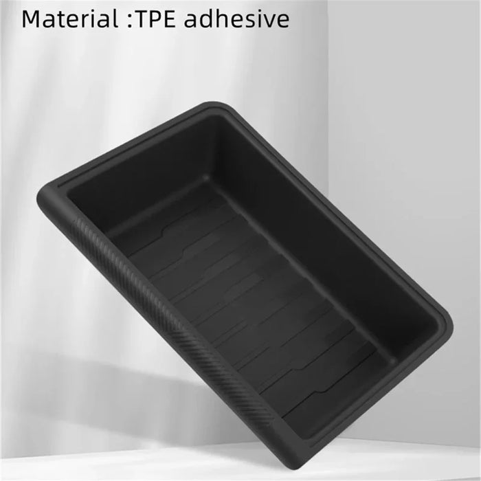 TSL521 For Tesla Model Y Under Seat Drawer TPE Hidden Storage Box, No Lid - Black - 5