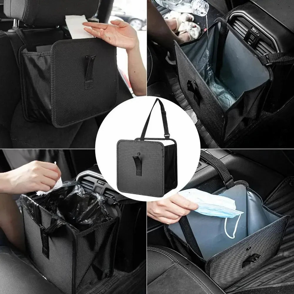 L1294 Foldable Car Trash Holder Storage Bag Vehicle Seat Back Oxford Cloth Trash Bin - 4