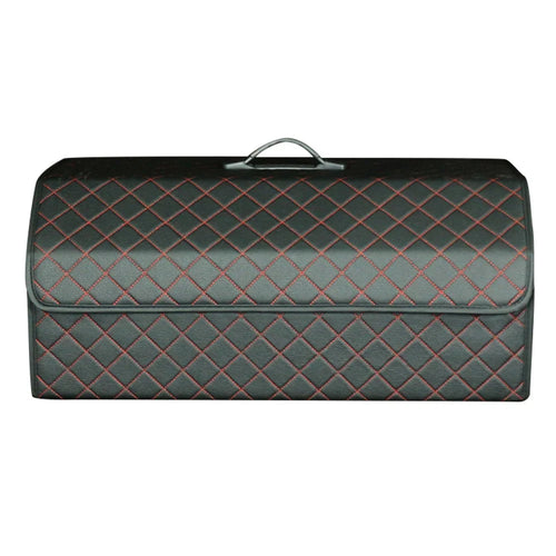 10006 Multi-function Foldable Leather Car Trunk Storage Box, Extra Large Size - Grid / Black+Red Line - 1