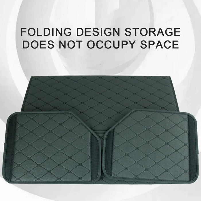 10006 Foldable Car Trunk Organizer Container Leather Storage Box, Small Size - Grid / Black+Red Line - 3