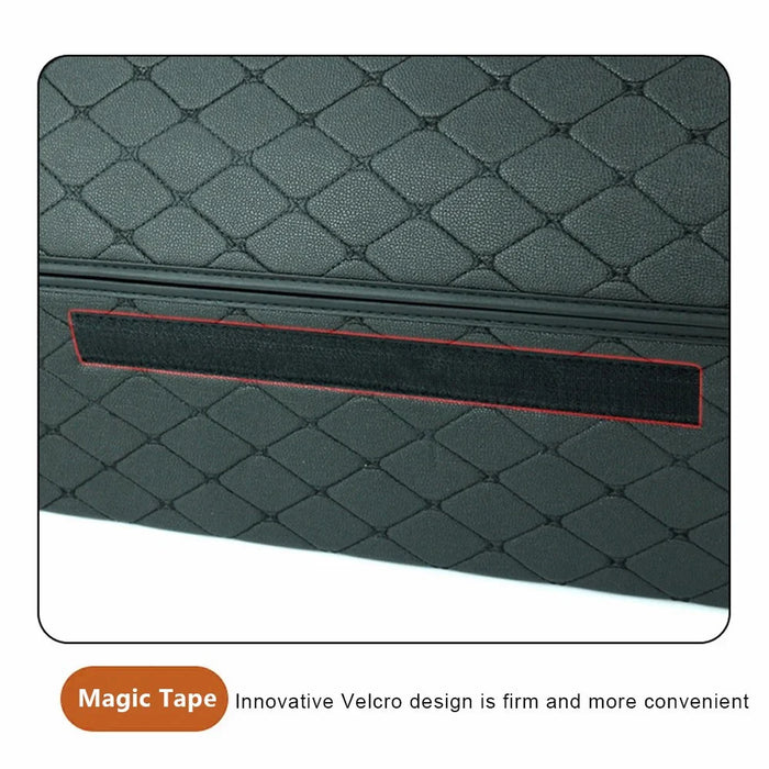 10006 Foldable Car Trunk Organizer Container Leather Storage Box, Small Size - Grid / Black+Red Line - 7