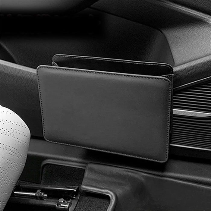 Car Seat Gap Organizer Leather Storage Box Seat Back Side Organizer for Phones Keys - Black - 2