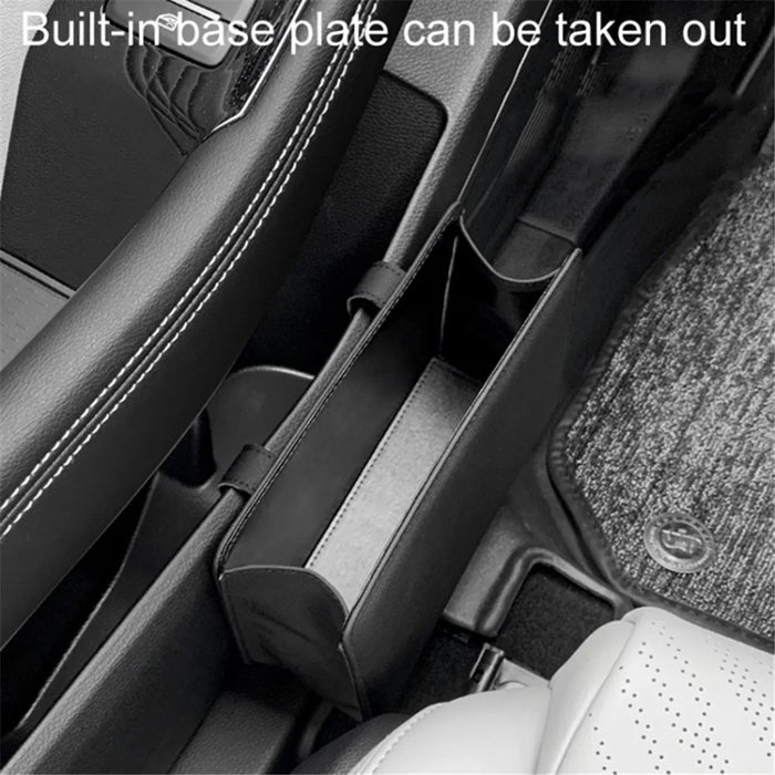 Car Seat Gap Organizer Leather Storage Box Seat Back Side Organizer for Phones Keys - Black - 3