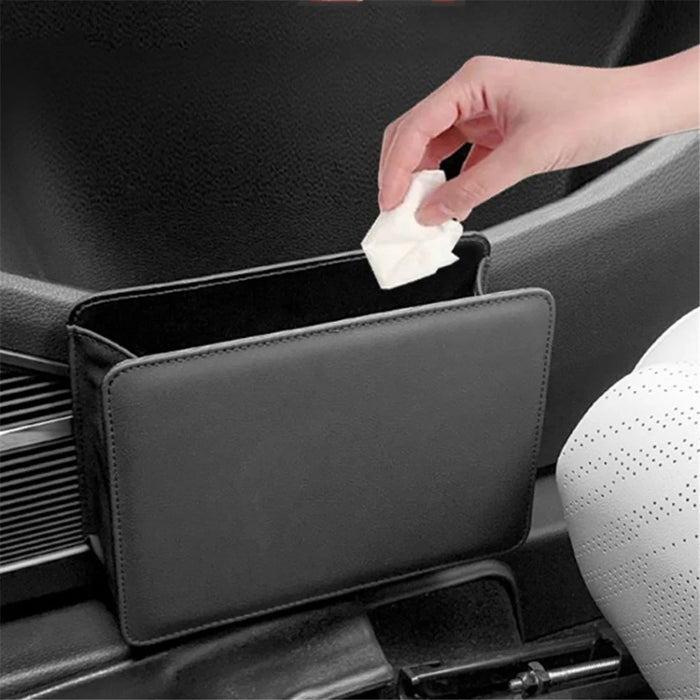Car Seat Gap Organizer Leather Storage Box Seat Back Side Organizer for Phones Keys - Black - 5