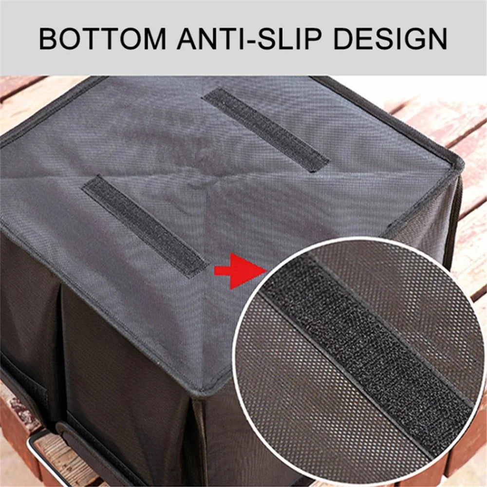 Size S 36L Car Trunk Storage Box with Lid Oxford Cloth Foldable Reflective Car Boot Case - Black - 4