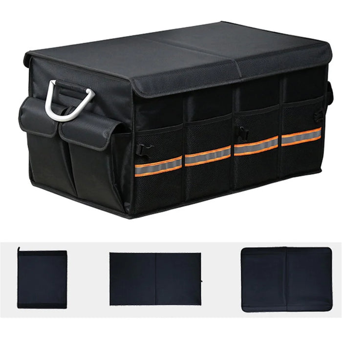 Size L 66L Foldable Car Trunk Storage Box with Lid Oxford Cloth Storage Organizer - Black - 1