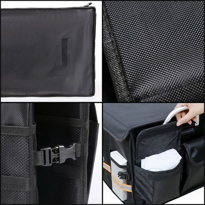 Size L 66L Foldable Car Trunk Storage Box with Lid Oxford Cloth Storage Organizer - Black - 6