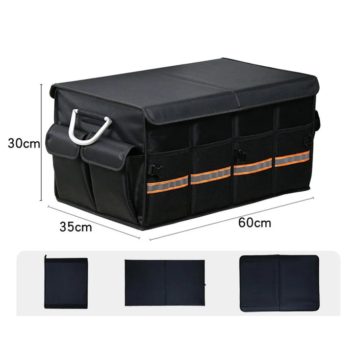 Size L 66L Foldable Car Trunk Storage Box with Lid Oxford Cloth Storage Organizer - Black - 7