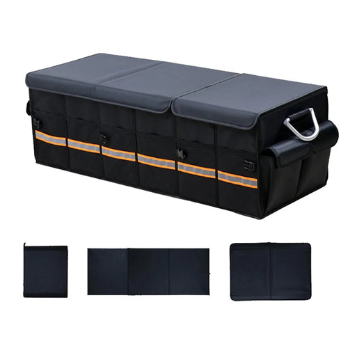 Lengthened Size L 100L Car Trunk Storage Box Oxford Cloth Foldable Organizer with Lid - Black - 1
