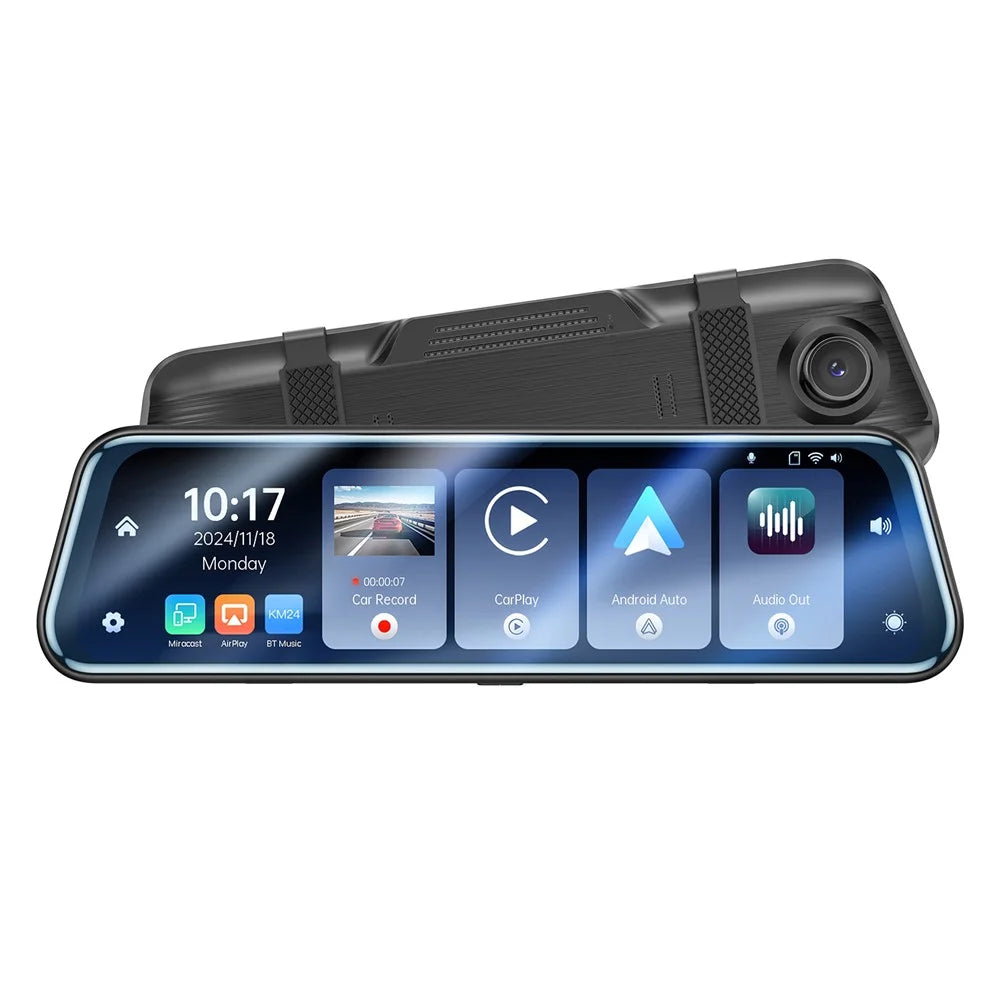YESIDO KM24 Carplay Streaming Rearview Mirror Dash Cam Android Auto Airplay Screen - 1