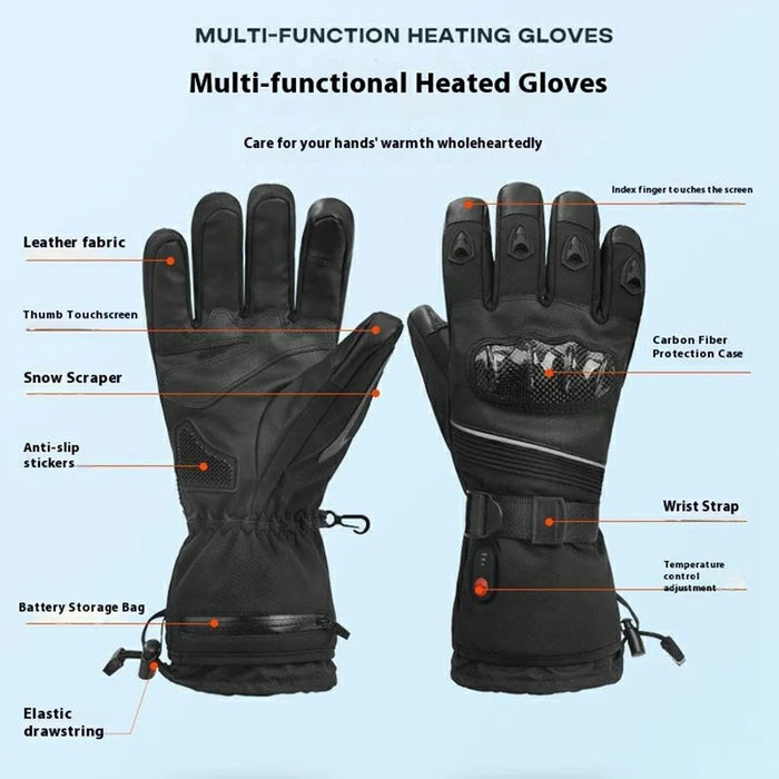 Electric Heated Gloves with 2x 5000mAh Battery Touch Screen Winter Thermal Fleece Lined Mittens - 3