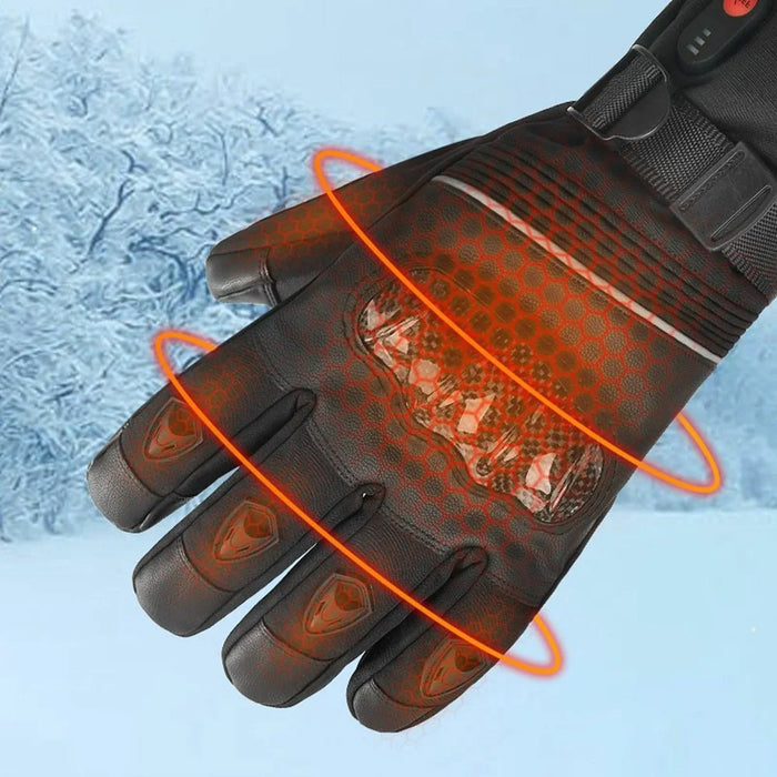 Electric Heated Gloves with 2x 5000mAh Battery Touch Screen Winter Thermal Fleece Lined Mittens - 5