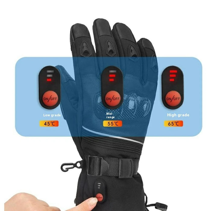 Electric Heated Gloves with 2x 5000mAh Battery Touch Screen Winter Thermal Fleece Lined Mittens - 6