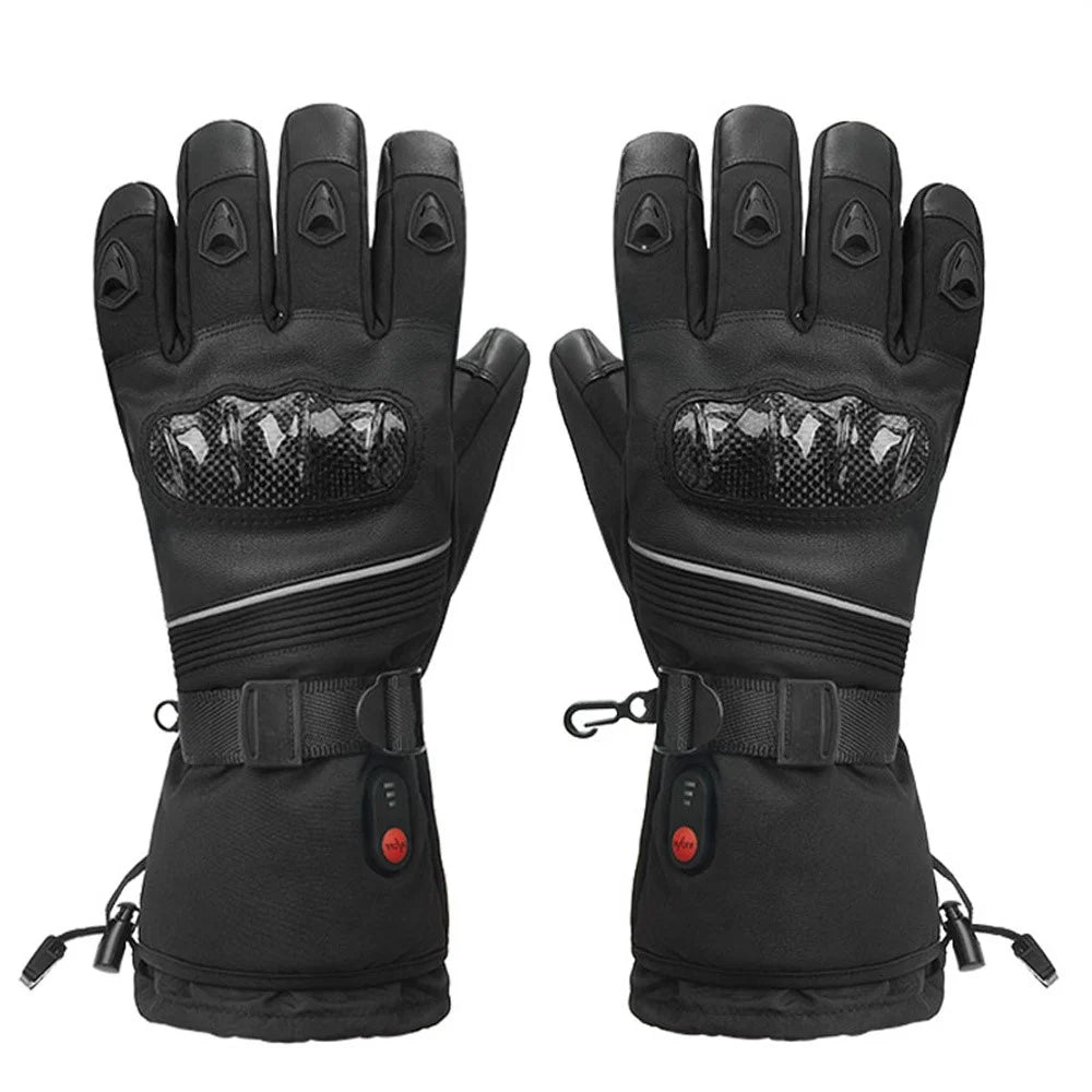 Electric Heated Gloves with 2x 6000mAh Battery Touch Screen Winter Thermal Fleece Lined Mittens - 1