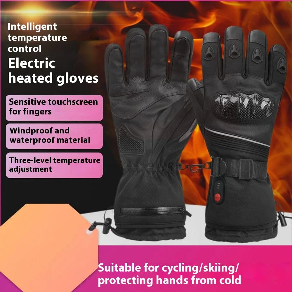 Electric Heated Gloves with 2x 6000mAh Battery Touch Screen Winter Thermal Fleece Lined Mittens - 3