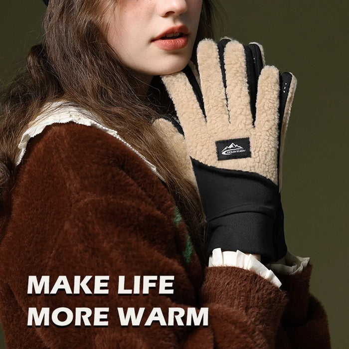 GOLOVEJOY DY54 Winter Warm Gloves Cycling Thickened Thermal Gloves Windproof Support Touchscreen - Camel / M - 3