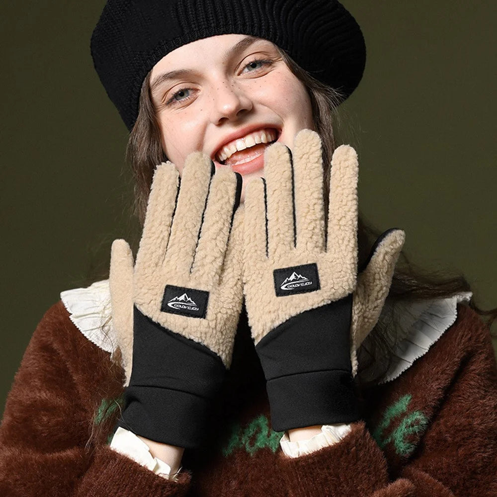 GOLOVEJOY DY54 Winter Warm Gloves Cycling Thickened Thermal Gloves Windproof Support Touchscreen - Camel / M - 4