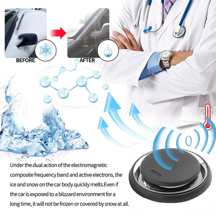 RAYHONG 7.4 x 7.4cm Portable Car Windshield Ice Snow Removal Tool Winter Auto Electromagnetic Anti-freeze Device - 1Pcs - 7