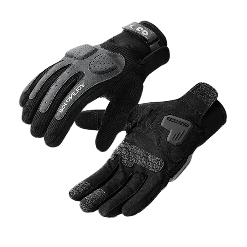 GOLOVEJOY Shock Absorbing Touchscreen Motorcycle Gloves Waterproof Winter Fleece Lined Mittens - Black M - 1