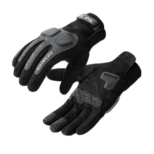 GOLOVEJOY Shock Absorbing Touchscreen Motorcycle Gloves Waterproof Winter Fleece Lined Mittens - Black M - 1