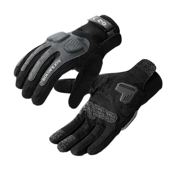 GOLOVEJOY Shock Absorbing Touchscreen Motorcycle Gloves Waterproof Winter Fleece Lined Mittens - Black M - 1