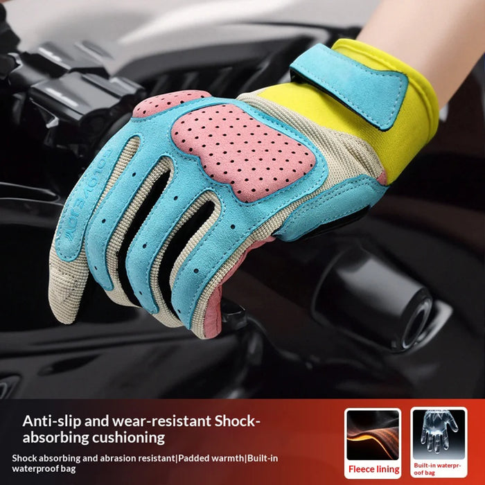 GOLOVEJOY Shock Absorbing Touchscreen Motorcycle Gloves Waterproof Winter Fleece Lined Mittens - Black M - 2