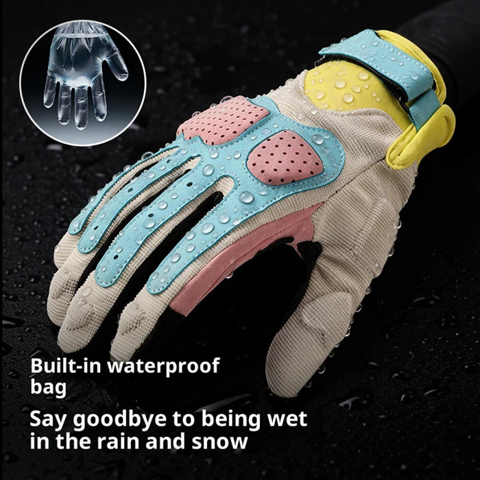 GOLOVEJOY Shock Absorbing Touchscreen Motorcycle Gloves Waterproof Winter Fleece Lined Mittens - Black M - 3