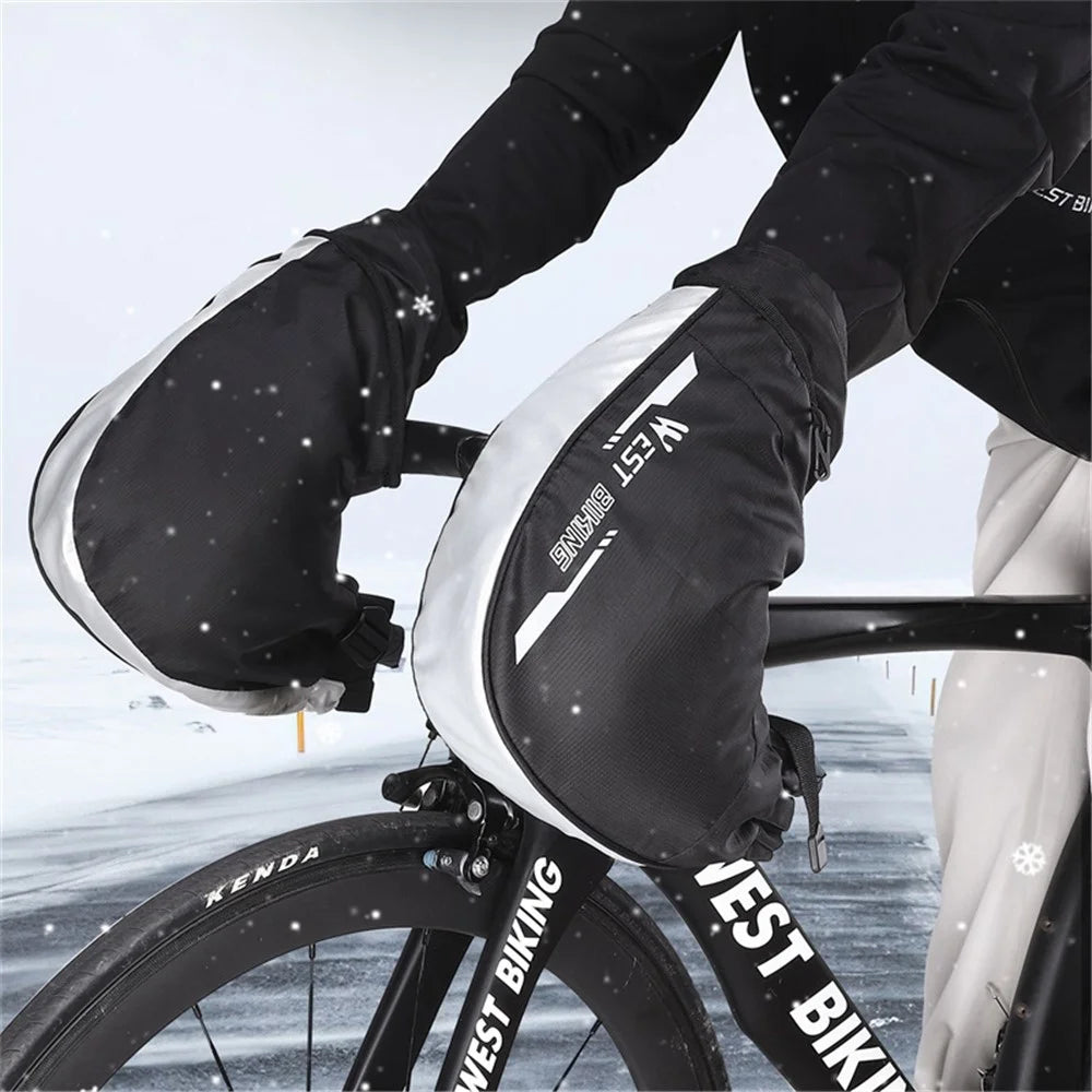 WEST BIKING YP0211232 1 Pair Bicycle E-bike Handlebar Gloves Winter Cycling Windproof Warm Mittens Hand Cover - 3