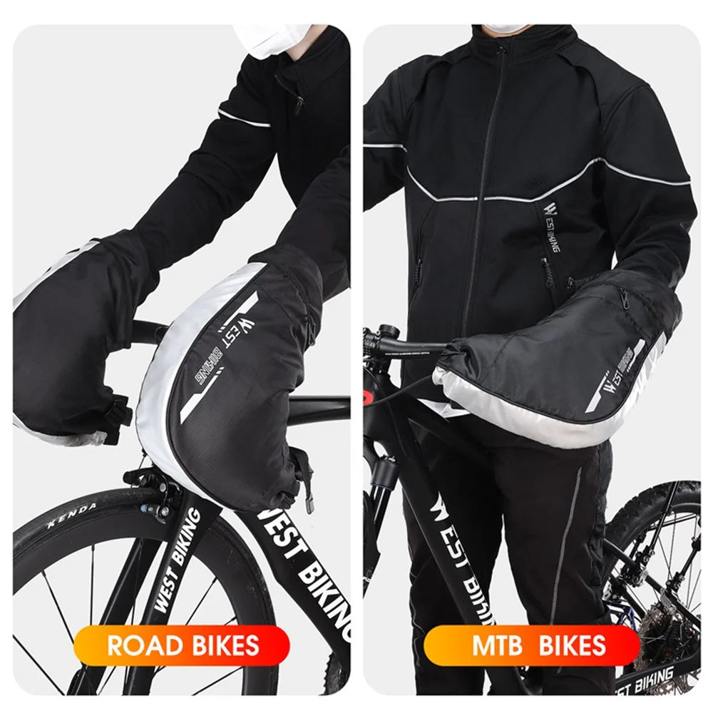 WEST BIKING YP0211232 1 Pair Bicycle E-bike Handlebar Gloves Winter Cycling Windproof Warm Mittens Hand Cover - 4