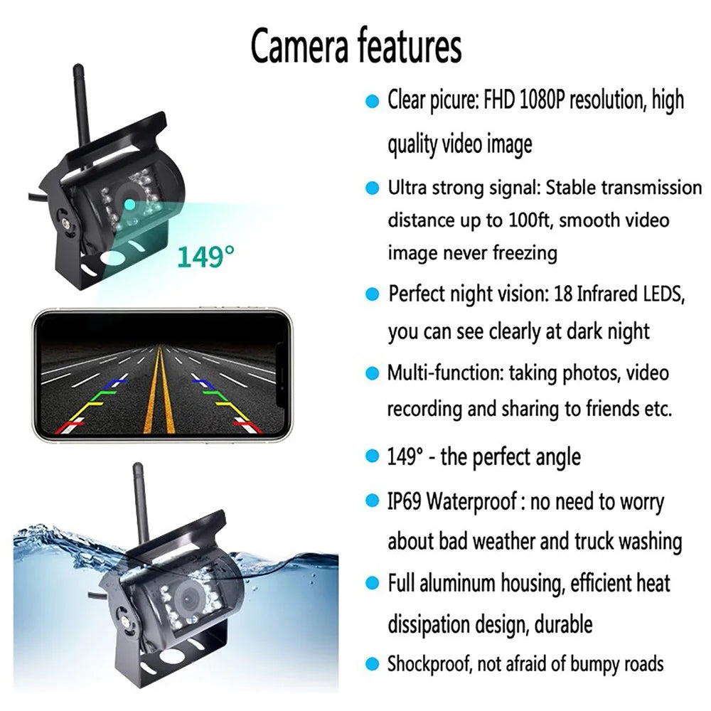 WCA101 WiFi Wireless Dash Cam HD Car Truck Reversing Camera IR Night Vision Rear View Car Parking Camera - 4