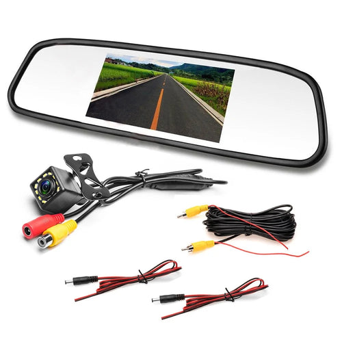 RG-205 Car Rear View Mirror Display 4.3'' Truck Rearview Mirror Screen with Waterproof 12-LED Camera - 1