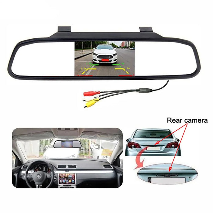 RG-205 Car Rear View Mirror Display 4.3'' Truck Rearview Mirror Screen with Waterproof 12-LED Camera - 5
