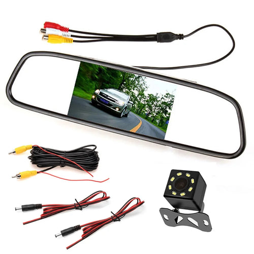 RG-204 4.3'' Car Rearview Mirror Display Screen Safety Parking Rear View Mirror with 8-LED Camera - 1