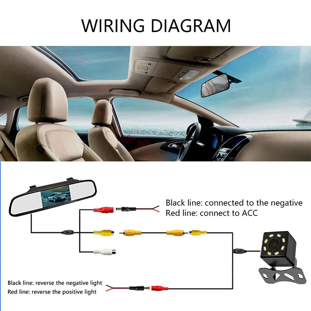 RG-204 4.3'' Car Rearview Mirror Display Screen Safety Parking Rear View Mirror with 8-LED Camera - 2