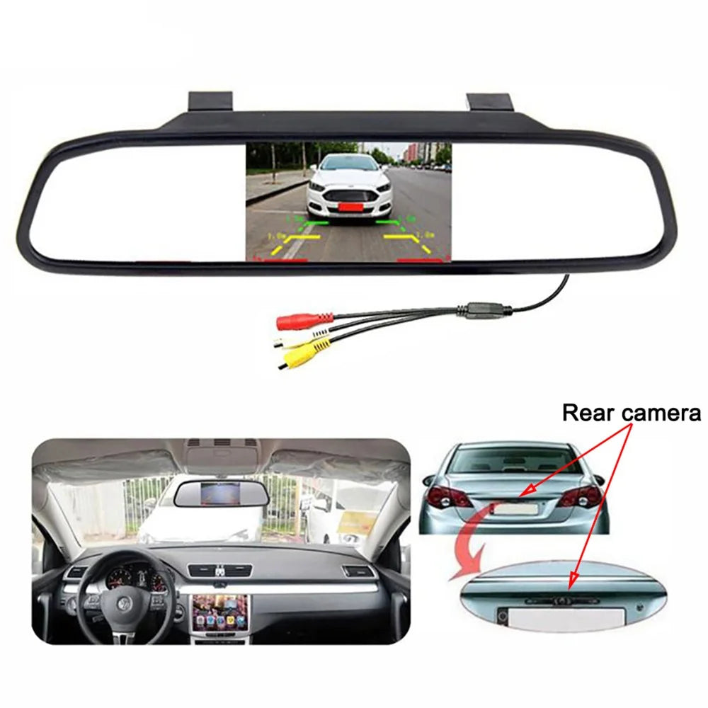 RG-204 4.3'' Car Rearview Mirror Display Screen Safety Parking Rear View Mirror with 8-LED Camera - 5