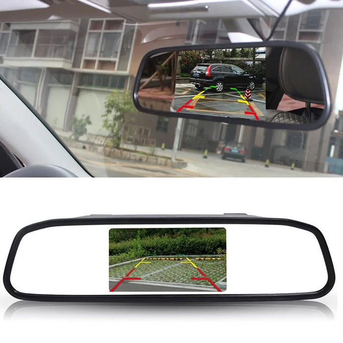 RG-202 Car Rear View Mirror Display 4.3'' Truck Rearview Mirror Screen with Waterproof Round Camera - 2