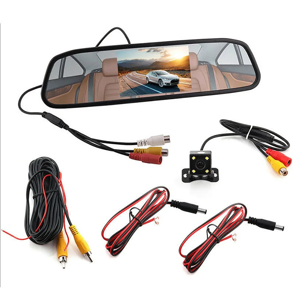 RG-203 4.3'' Car Rearview Mirror Display Screen Rear View Mirror with HD 4-LED Camera - 1