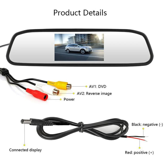 RG-203 4.3'' Car Rearview Mirror Display Screen Rear View Mirror with HD 4-LED Camera - 2