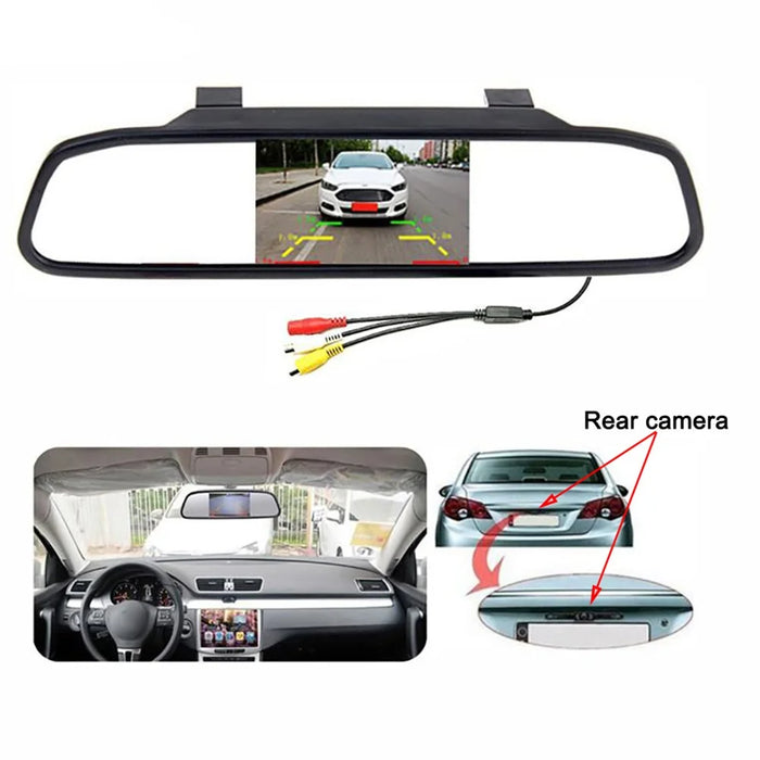 RG-203 4.3'' Car Rearview Mirror Display Screen Rear View Mirror with HD 4-LED Camera - 3