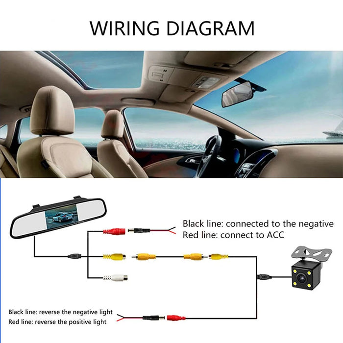RG-203 4.3'' Car Rearview Mirror Display Screen Rear View Mirror with HD 4-LED Camera - 7