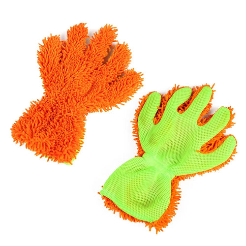 BY-835 Chenille Car Washing Glove Strong Water Absorption Double-sided Car Cleaning Glove - Orange - 1