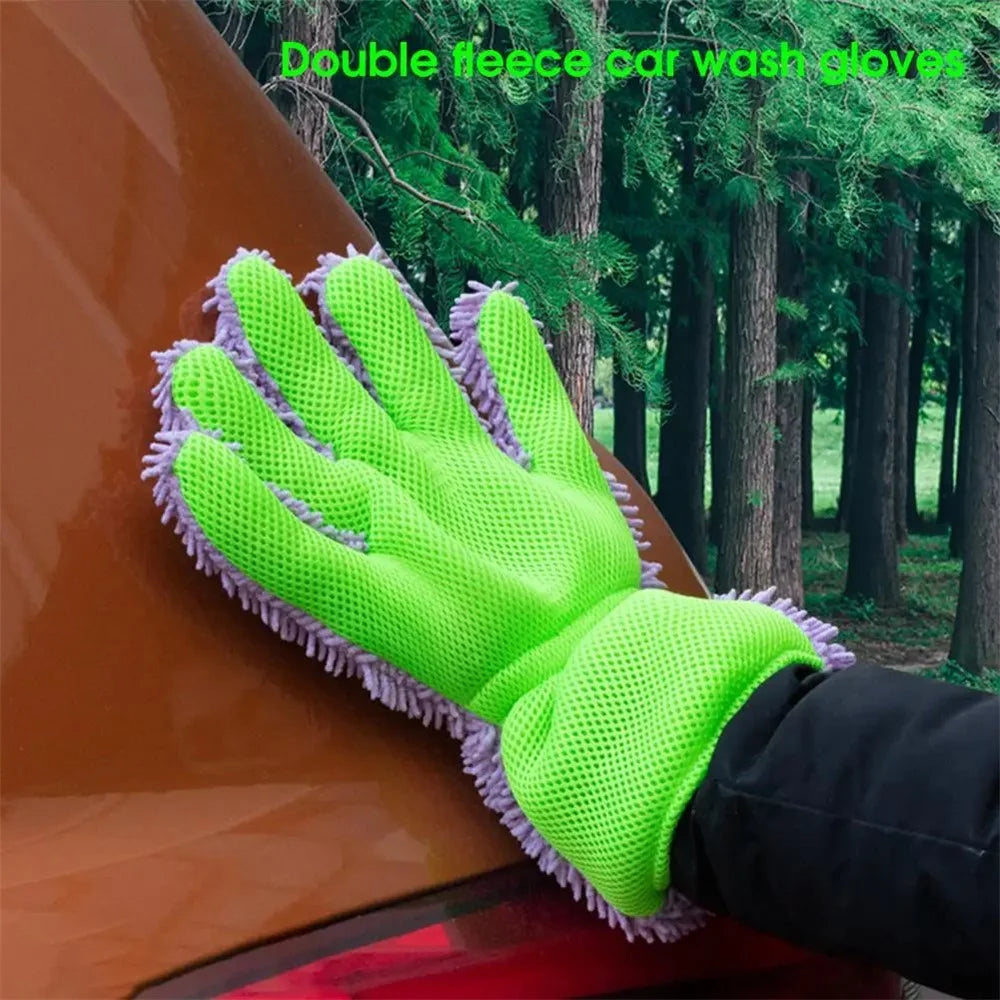 BY-835 Chenille Car Washing Glove Strong Water Absorption Double-sided Car Cleaning Glove - Orange - 4
