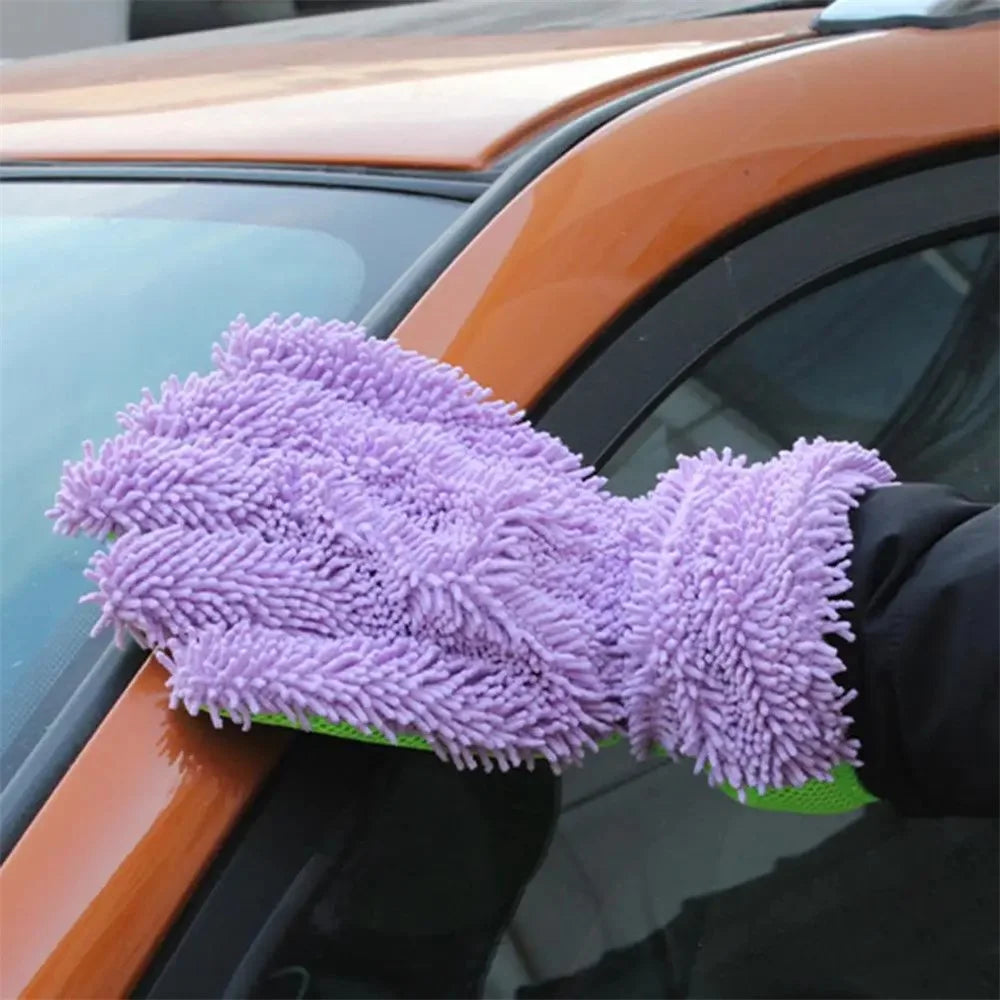 BY-835 Chenille Car Washing Glove Strong Water Absorption Double-sided Car Cleaning Glove - Orange - 5
