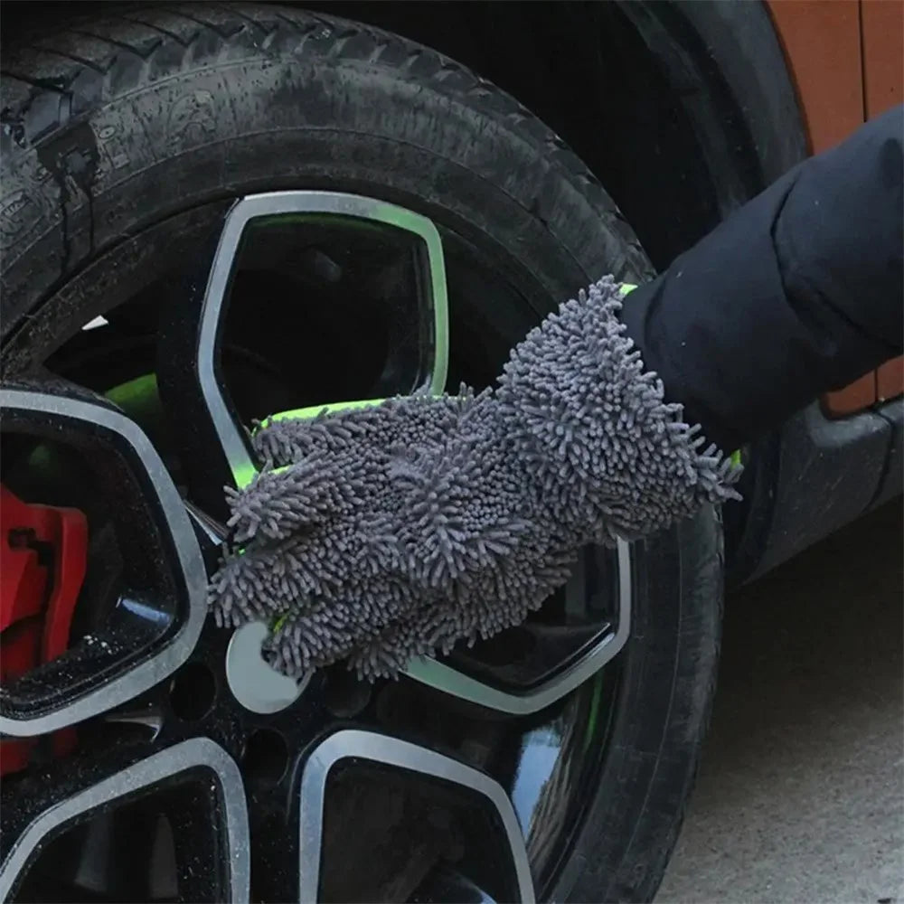 BY-835 Chenille Car Washing Glove Strong Water Absorption Double-sided Car Cleaning Glove - Orange - 6