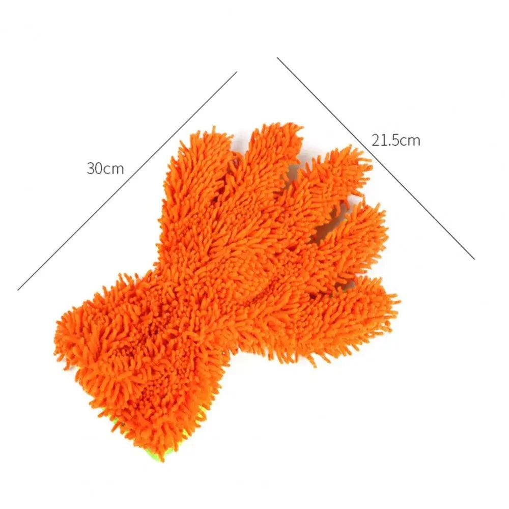 BY-835 Chenille Car Washing Glove Strong Water Absorption Double-sided Car Cleaning Glove - Orange - 7